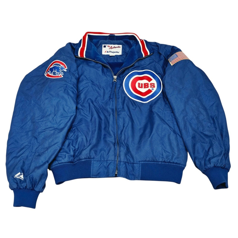 Vintage Chicago Cubs Majestic Authentic Collection Dugout Jacket MLB Large Blue
